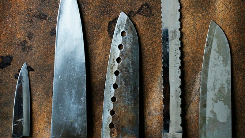 Different blades for the best chef knife under 50 laid out for comparison