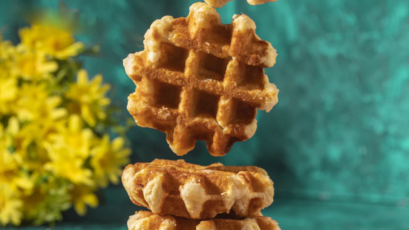 Stack of waffles made with the best waffle maker for small kitchens